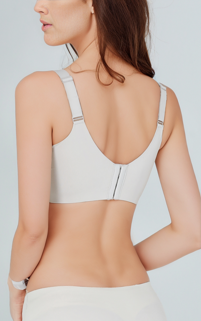 Front view of blue French lace wireless contour bra with gentle A-B cup lift