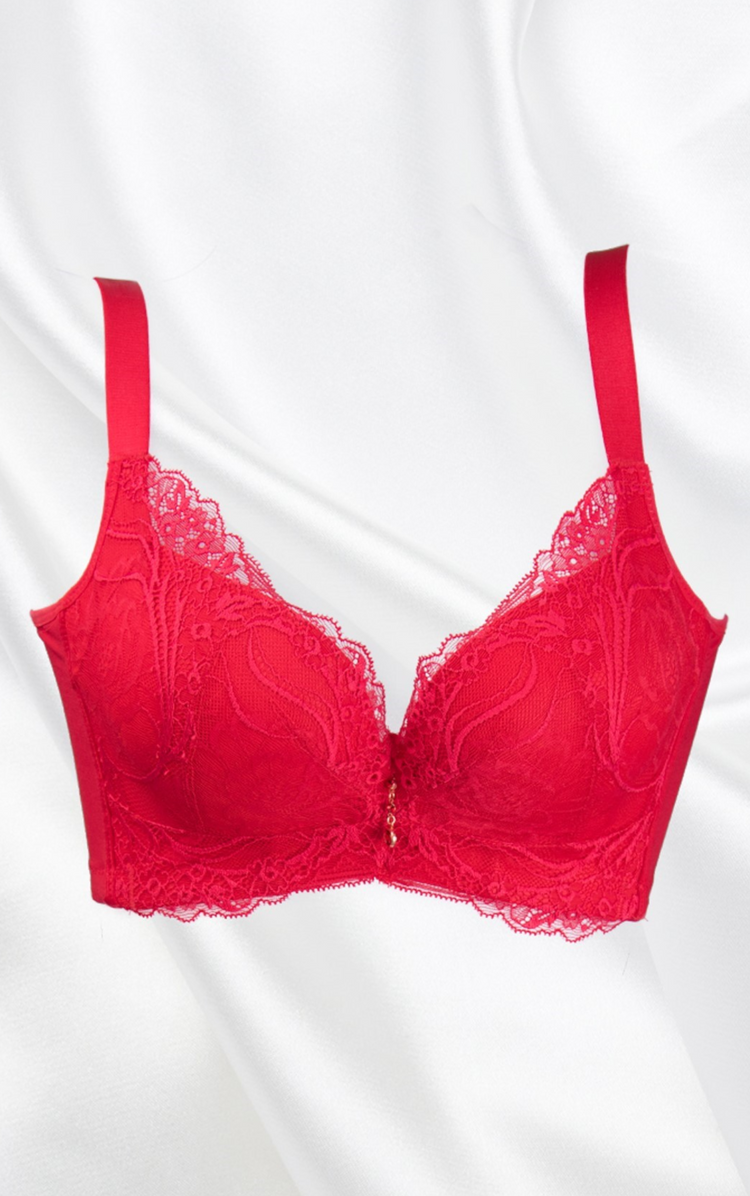 Push Up Lace Bra for Women - Wireless Thick V Cup Cotton Underwire #11541