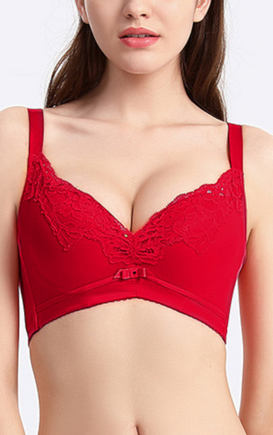 Push Up Wireless Bra for Women with Lacy Silky Shimmering Wear #11542