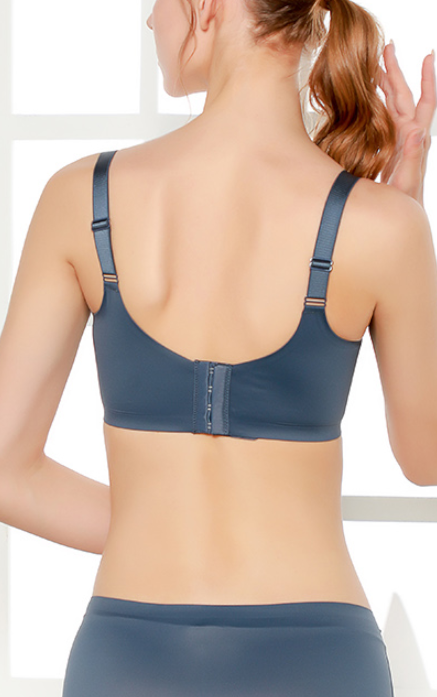 Front view of brown seamless wireless contour bra with push-up support and molded cups