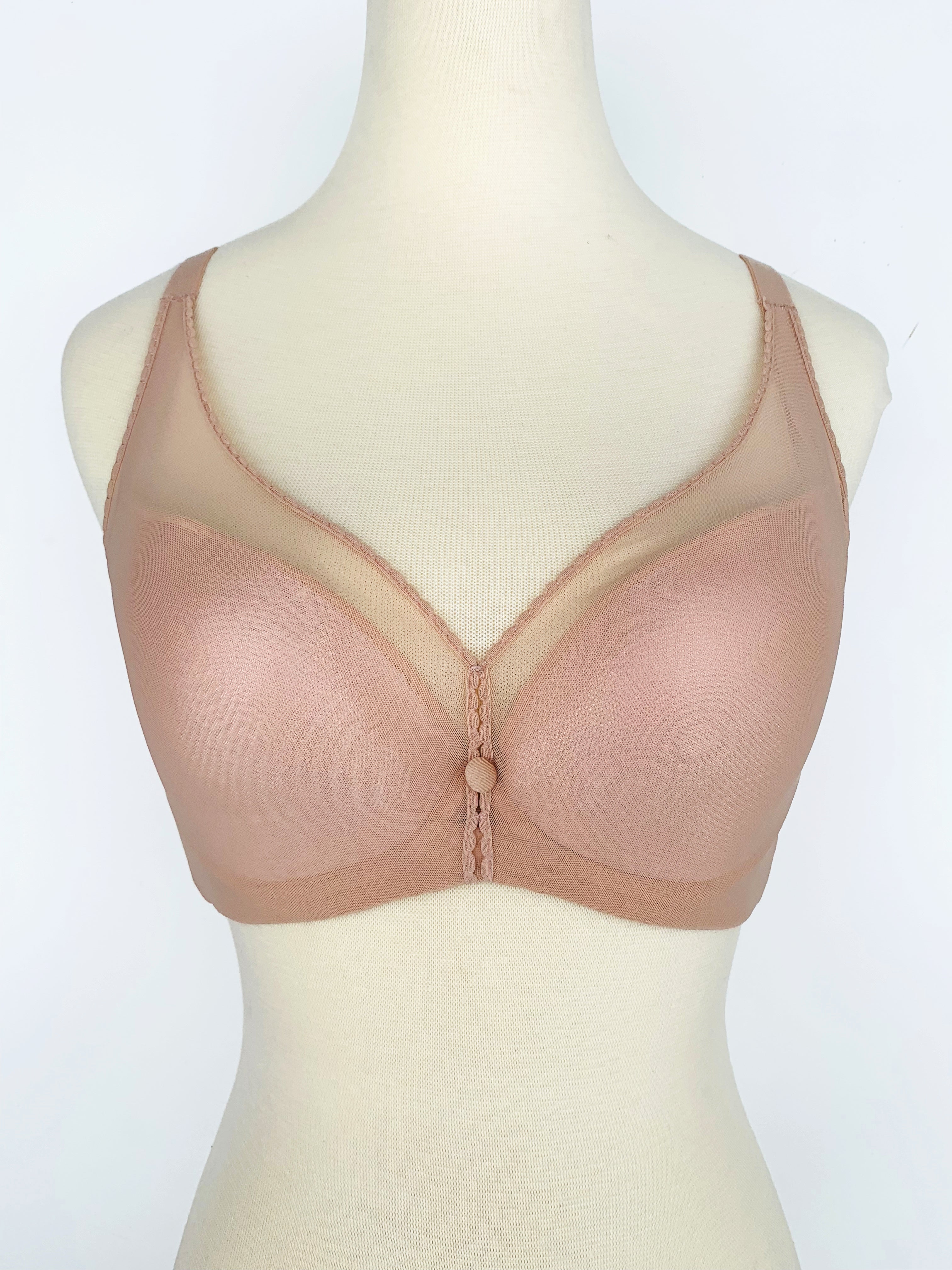 Detail view of memory wire lace contour bra showing adaptive wire technology