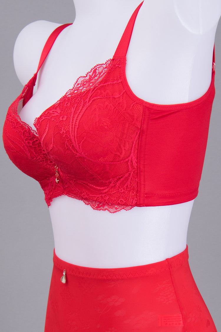 Push Up Lace Bra for Women - Wireless Thick V Cup Cotton Underwire #11541