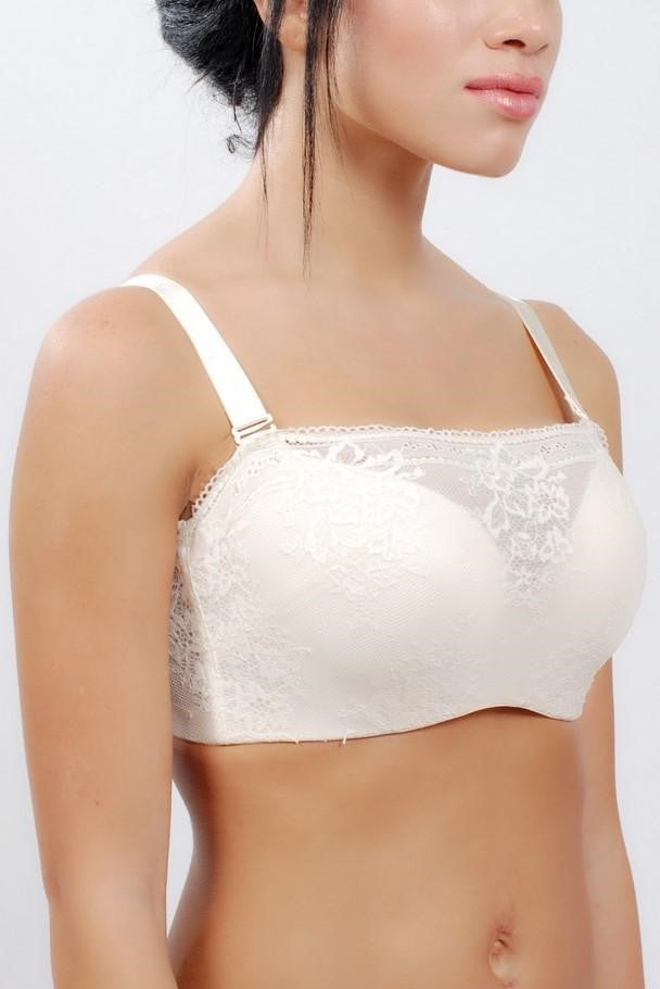 Lace Bra for Women - Push Up Wireless Lacy Tube Padded Underwire
