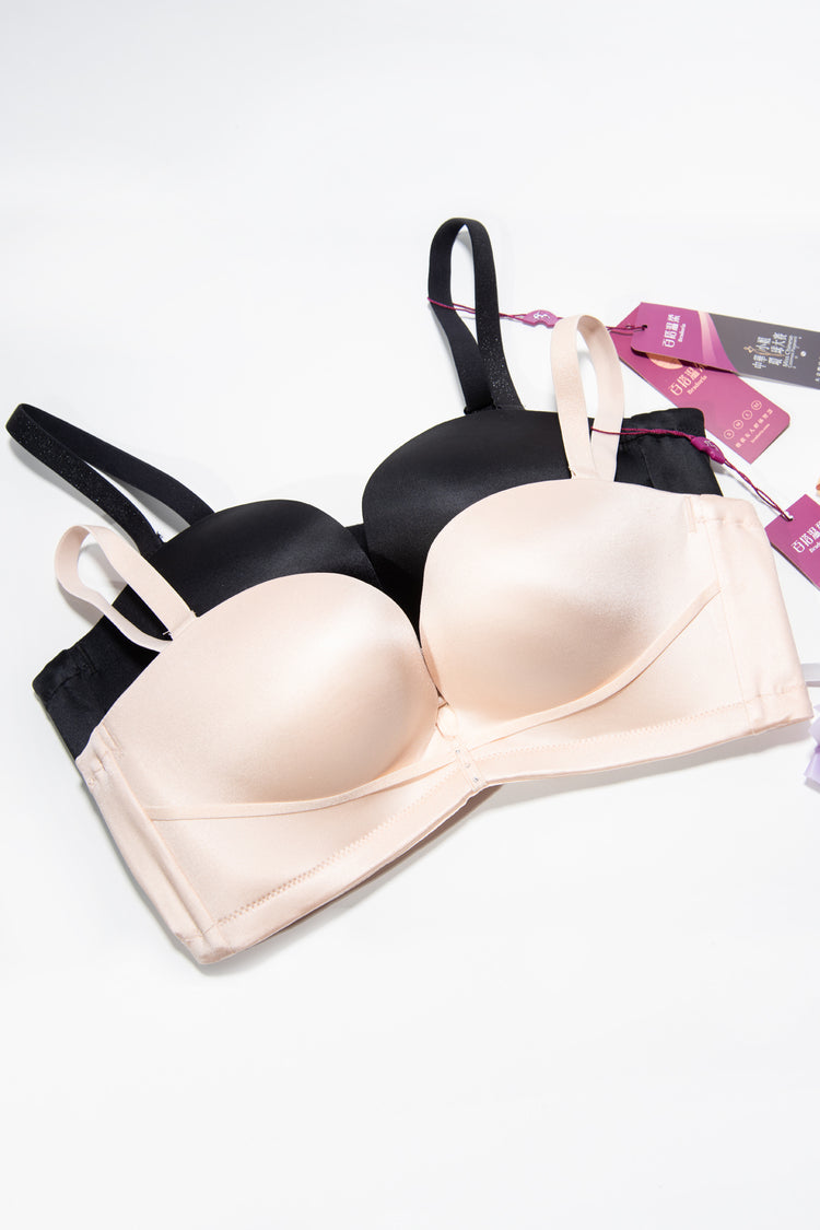 Wireless Multi Way Strapless Bra - Sculptural Mold Cup (Padded) Deep V No Wire Comfortable Strapless Push Up Bra #11824