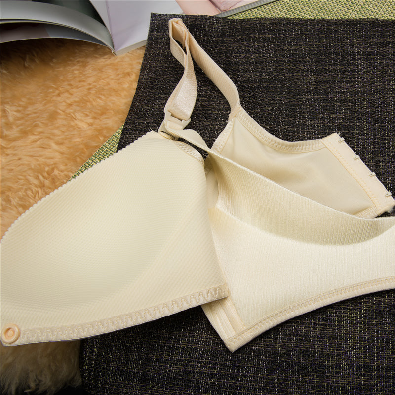 Back view of wireless cotton nursing contour bra with adjustable straps