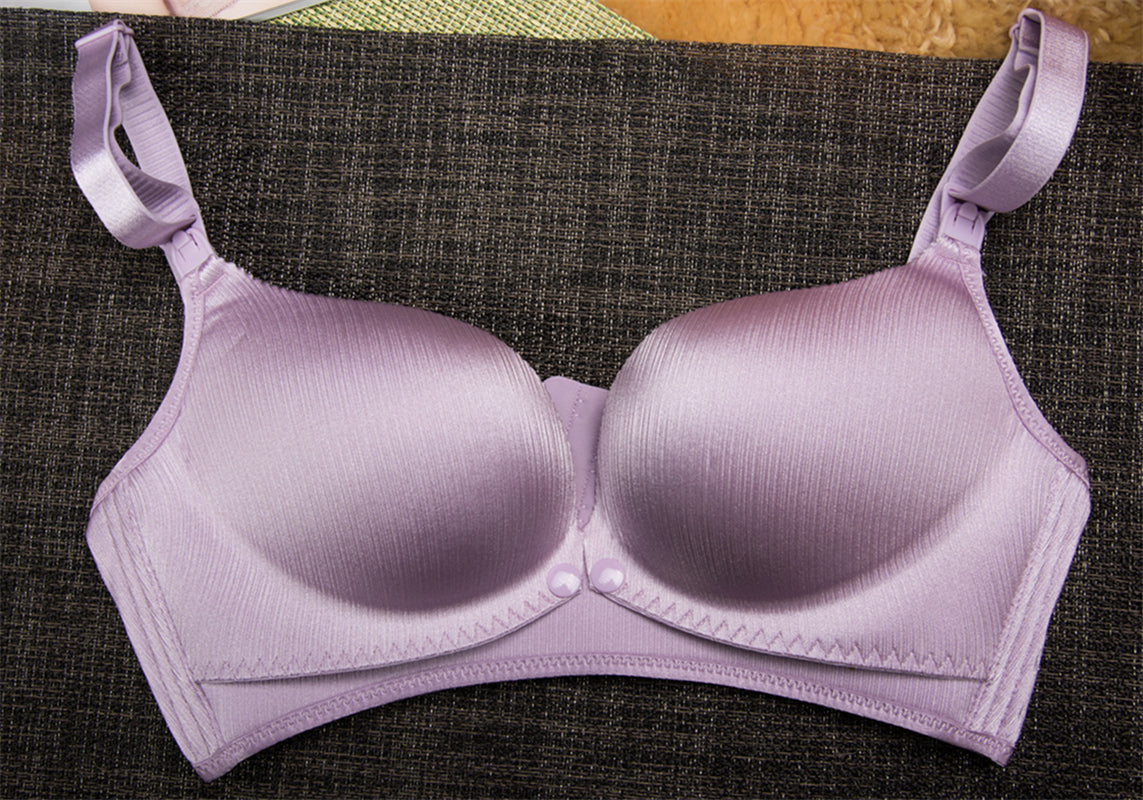 Front view of yellow wireless cotton nursing contour bra for breastfeeding