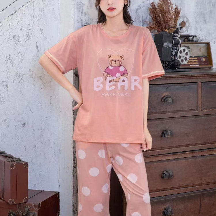 Oversized Happiness Bear Graphic Tee Pajamas #72139