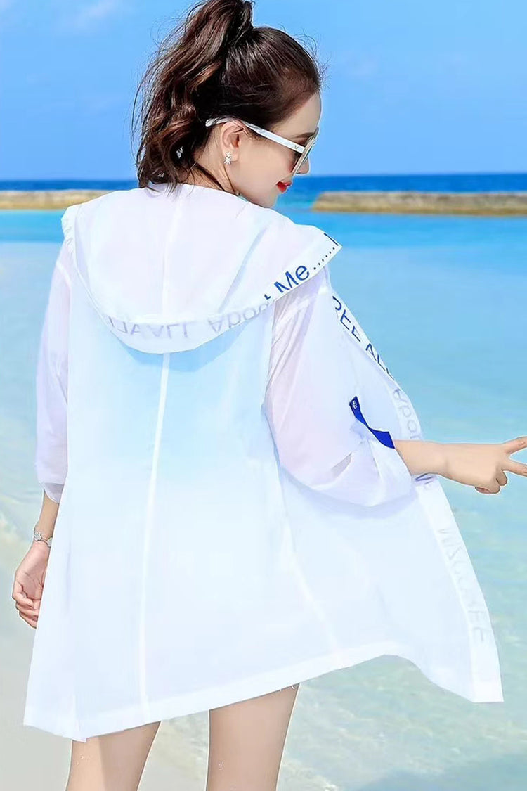 Cute UV/Sun Protection Button Down Hooded Transparent Jacket #19103