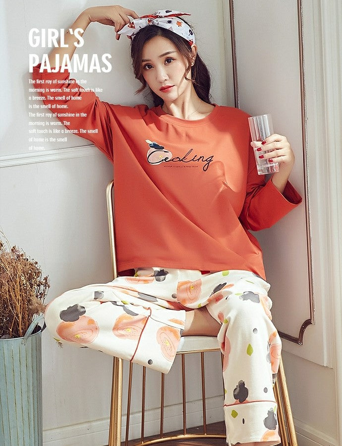 Comfortable Pastel Floral Long Sleeves Pajamas #77813