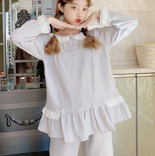 Cotton Pajamas - Pure Cotton Classic Baby Doll Long Sleeve Pajamas #73494