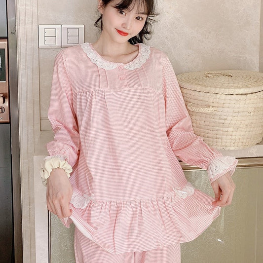 Cotton Pajamas - Pure Cotton Classic Baby Doll Long Sleeve Pajamas #73494