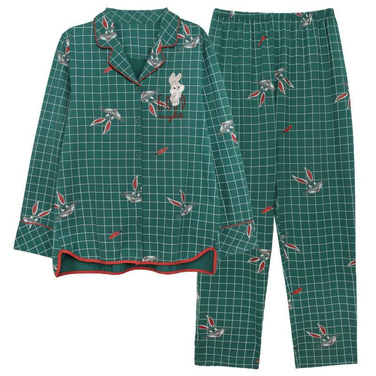 Cotton Pajamas - Long Sleeve Cartoon Rabbit Graphic Pajamas #76623